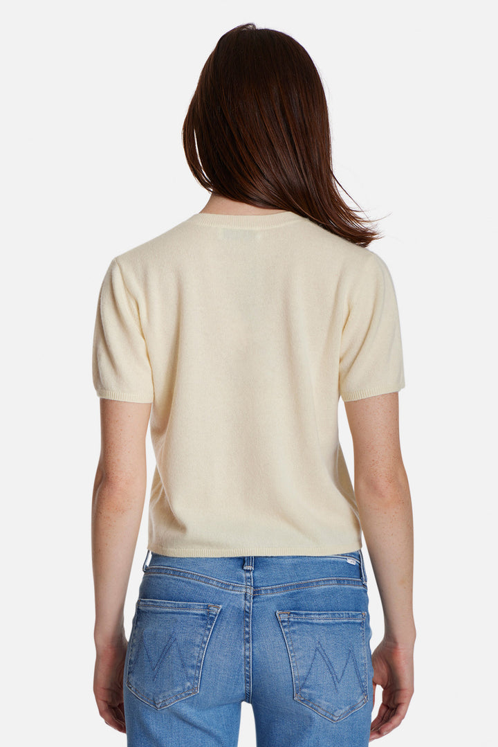 Bella Cashmere Short Sleeve Tee Pale Yellow
