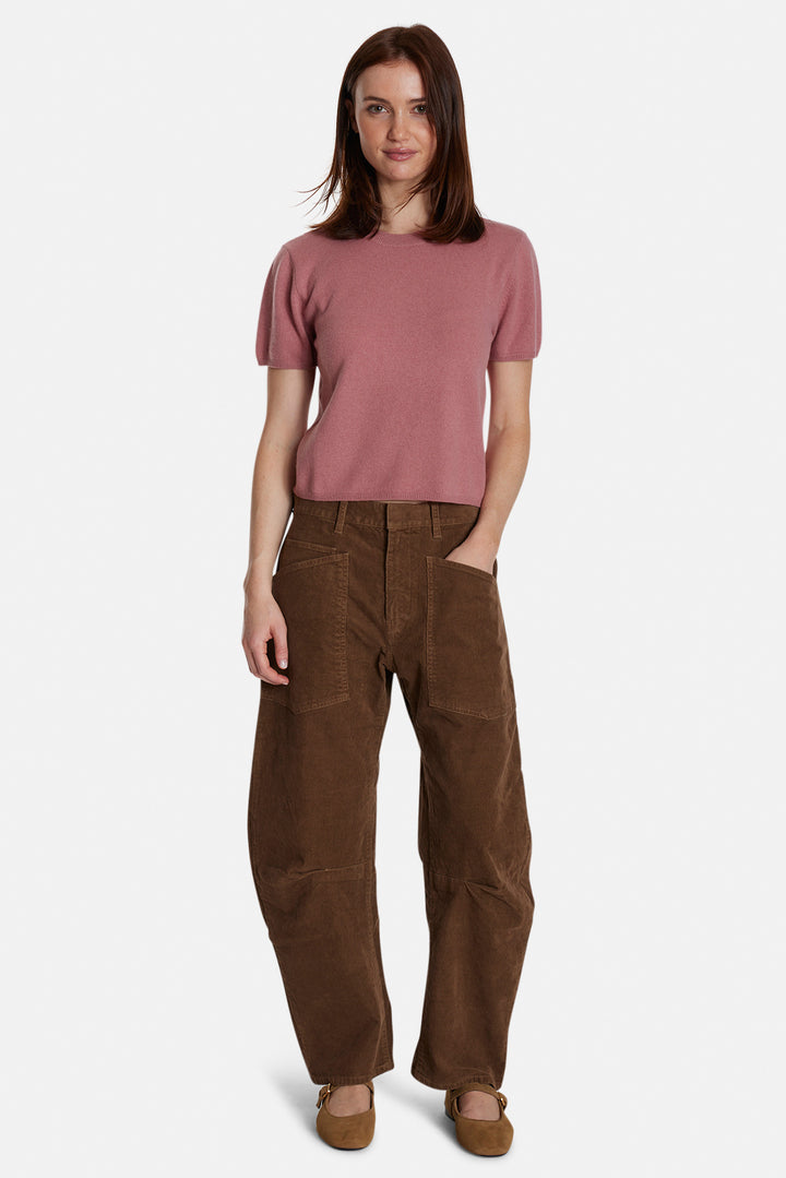 Bella Cashmere Short Sleeve Tee Mauve