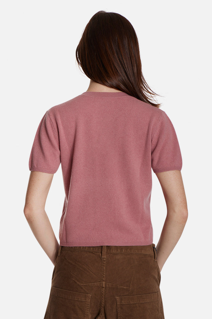 Bella Cashmere Short Sleeve Tee Mauve