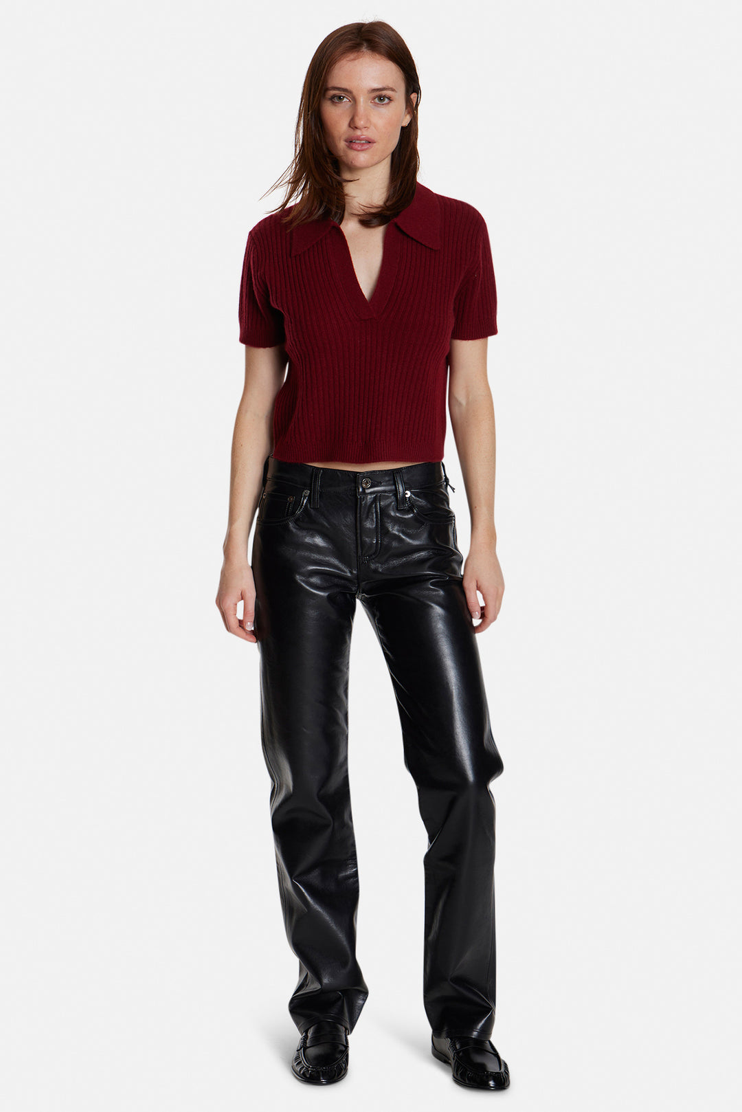 Farrah Short Sleeve Polo Wine