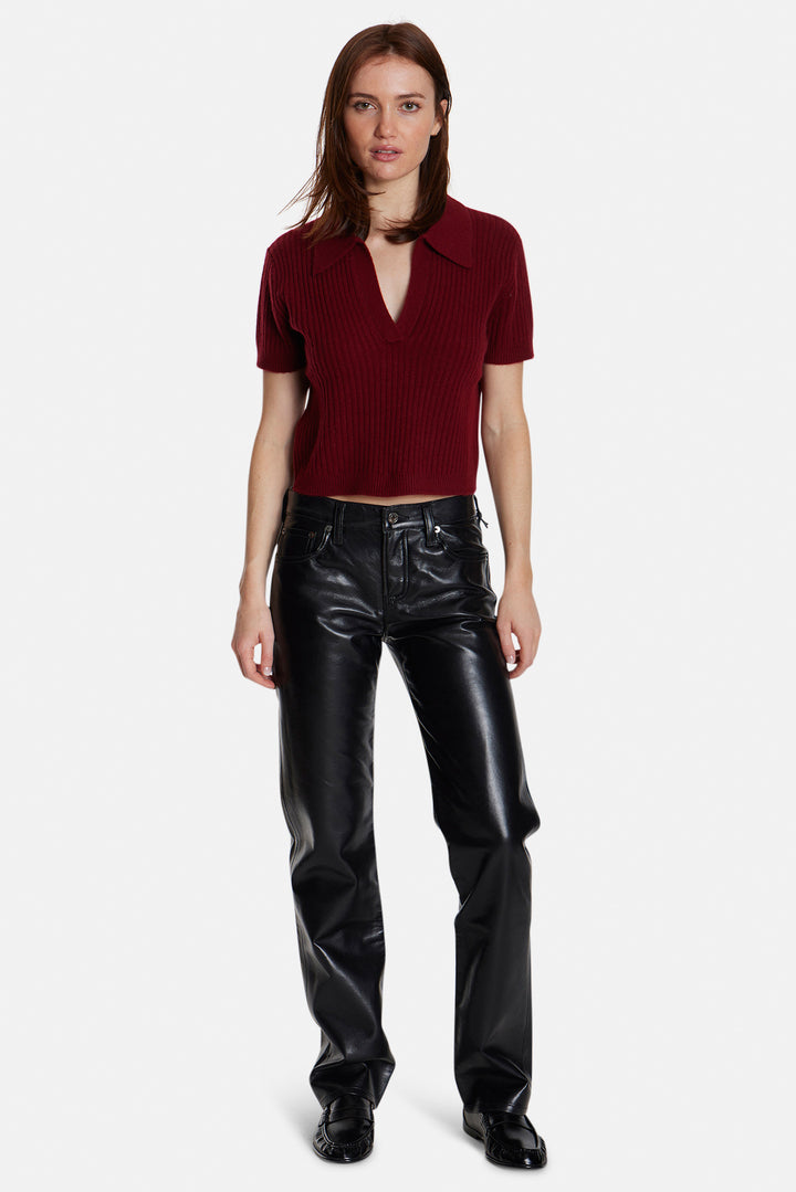 Farrah Short Sleeve Polo Wine