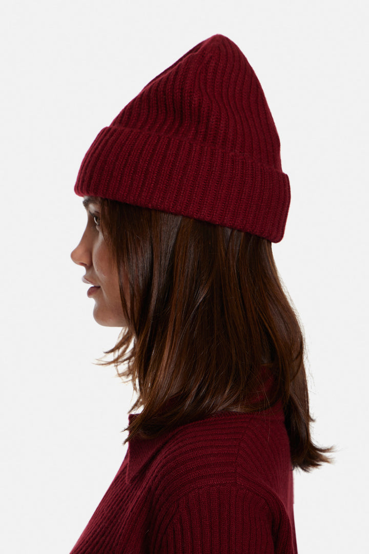 Cashmere Cuff Beanie Burgundy