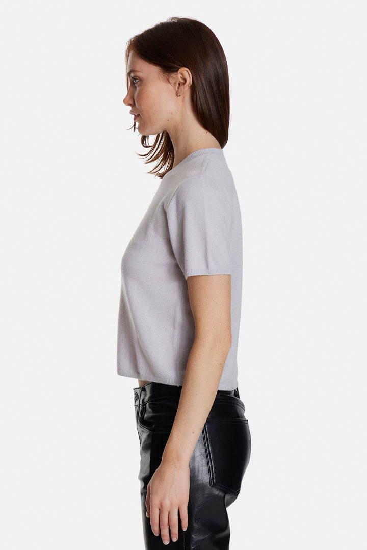 Bella Cashmere Short Sleeve Tee Pale Grey