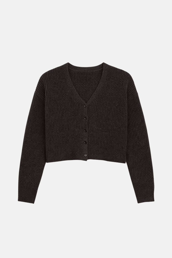 Caroline Cashmere Waffle Cardigan Brown