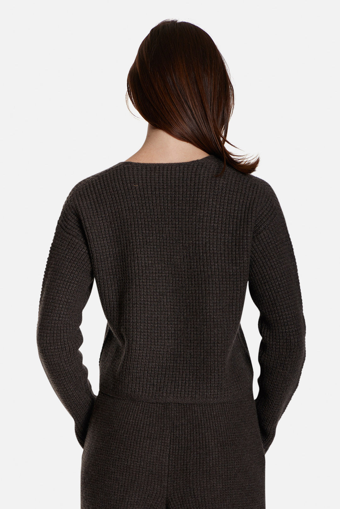Caroline Cashmere Waffle Cardigan Brown