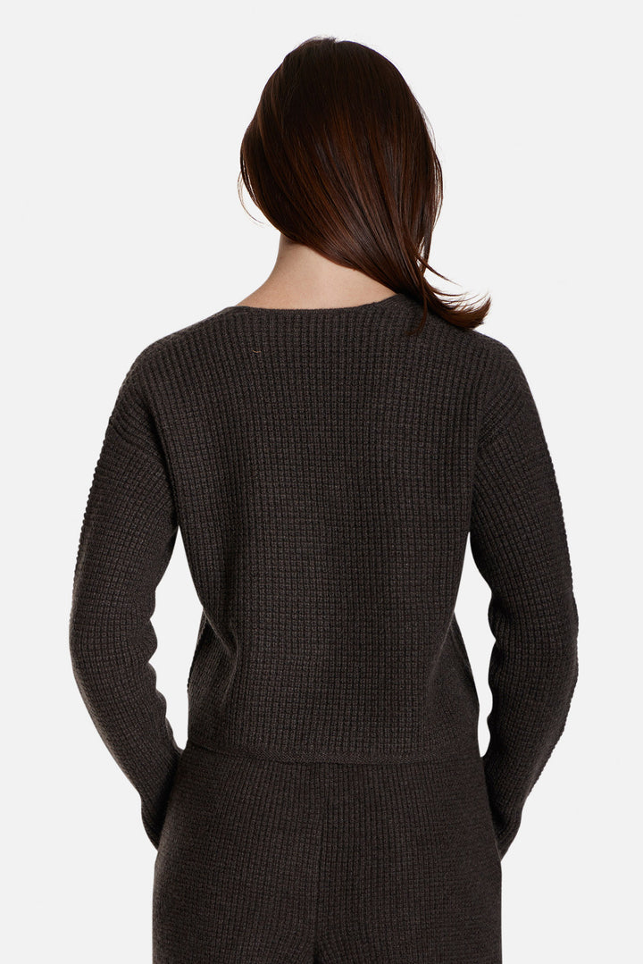 Caroline Cashmere Waffle Cardigan Brown