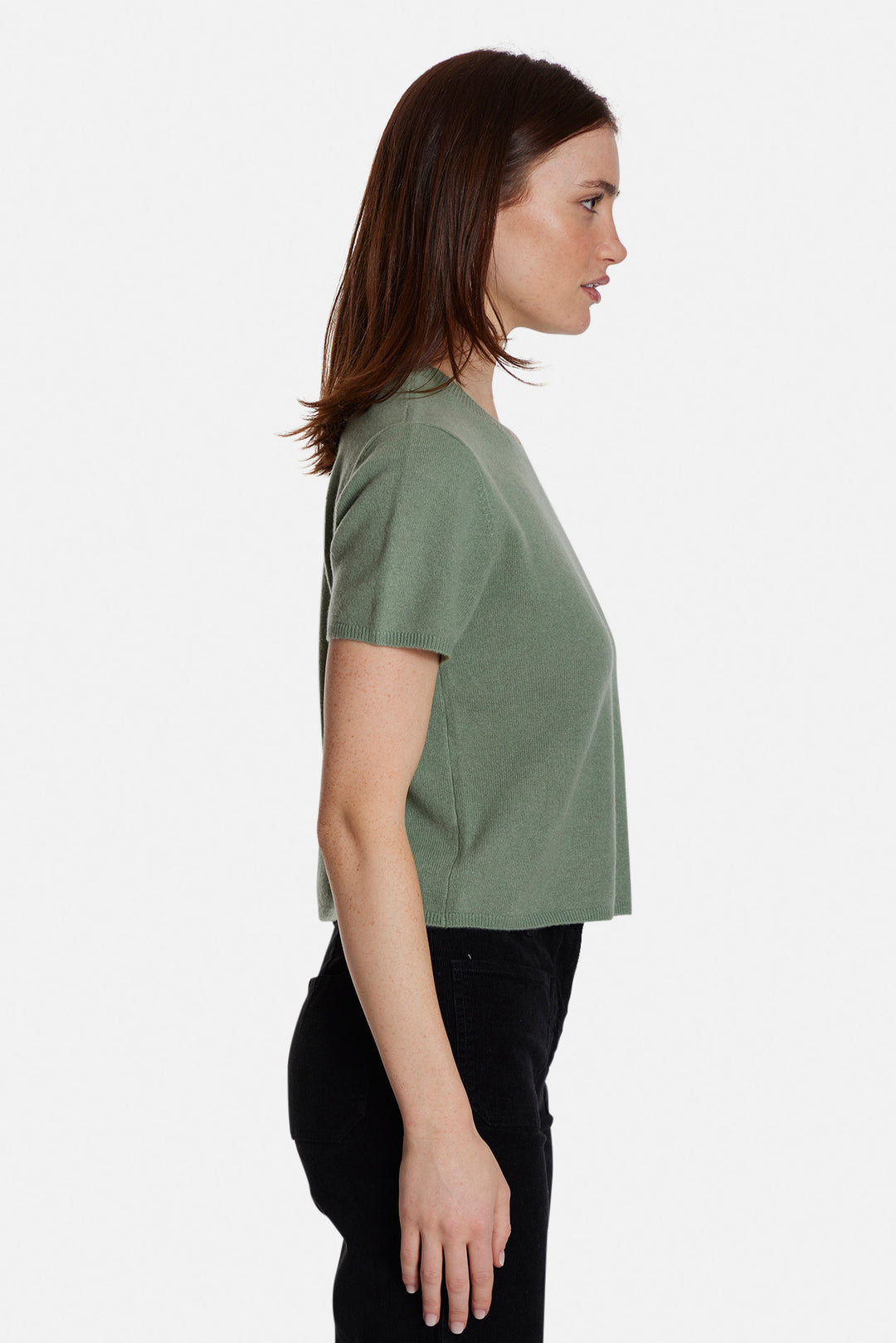 Bella Cashmere Short Sleeve Tee Sage