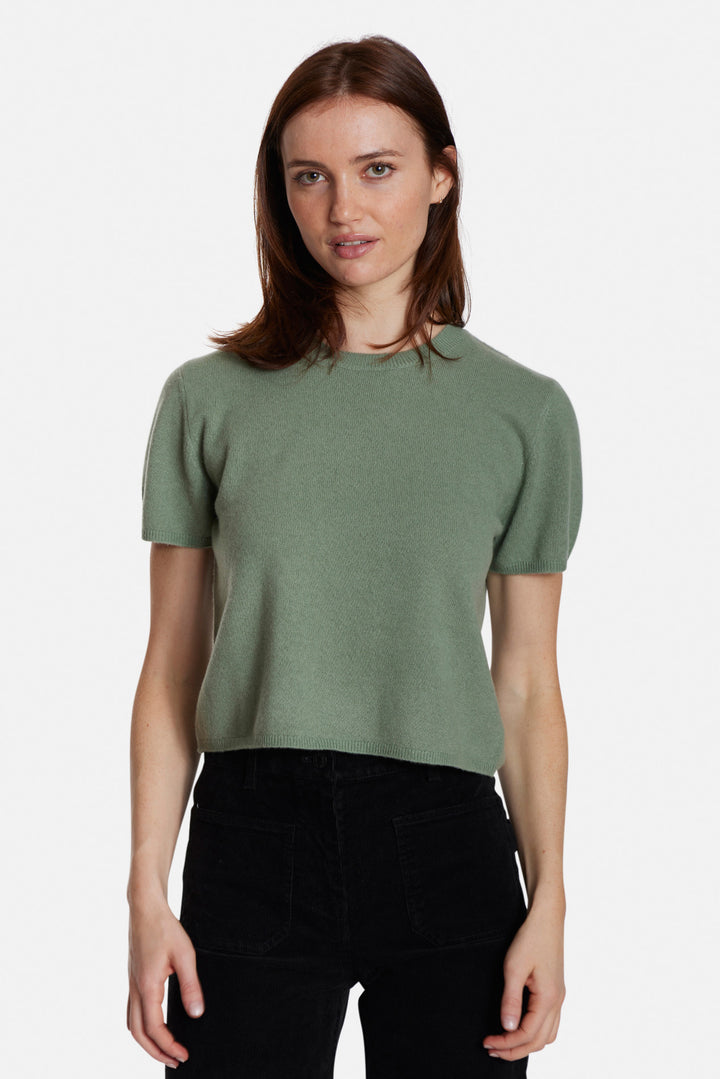 Bella Cashmere Short Sleeve Tee Sage