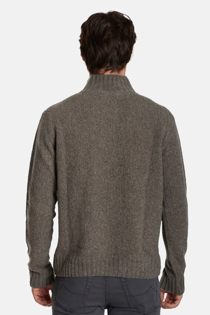 Grainy Zip Mock Taupe