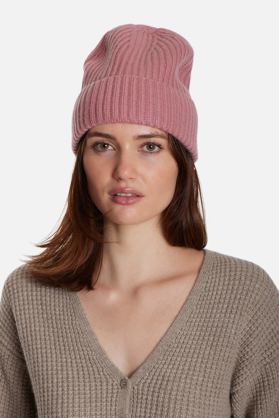 Cashmere Cuff Beanie Pink