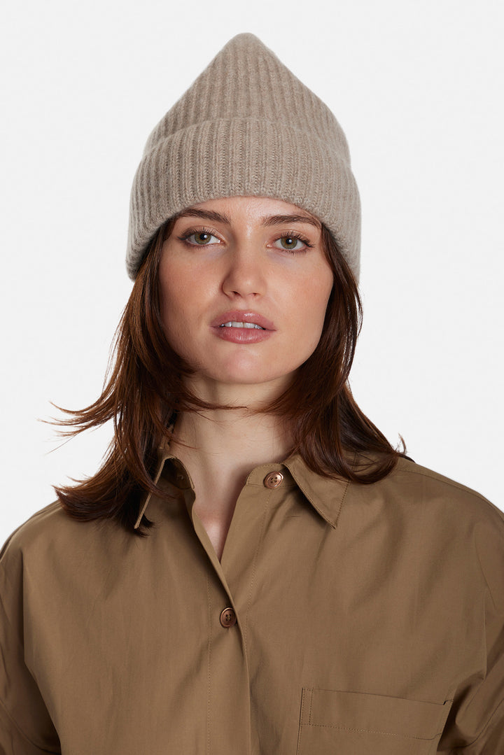 Cashmere Cuff Beanie Sand