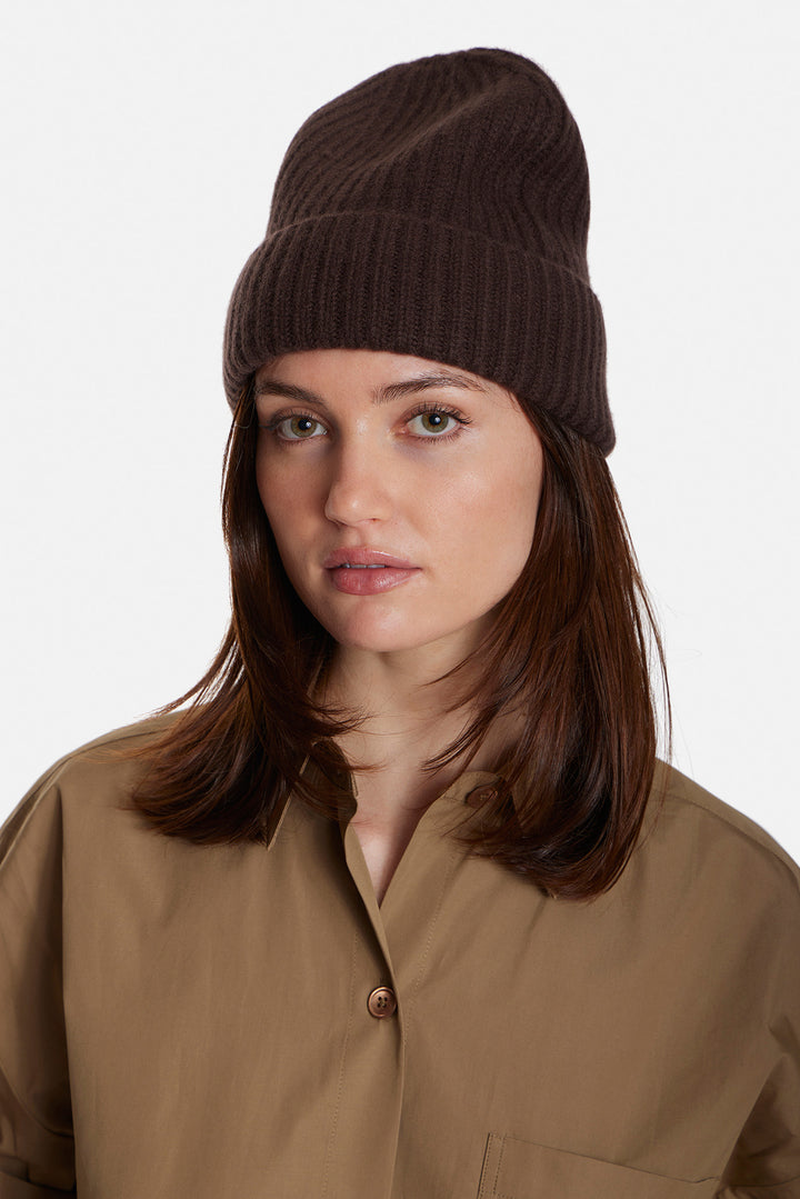 Cashmere Cuff Beanie Brown