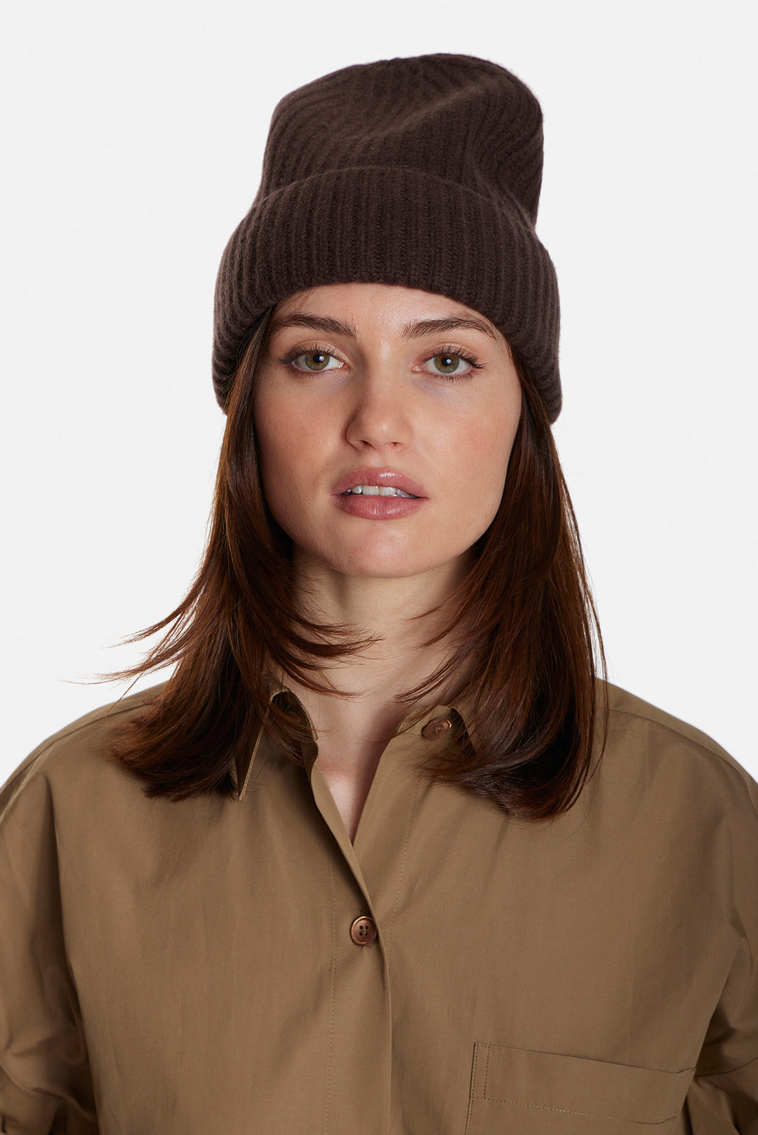 Cashmere Cuff Beanie Brown