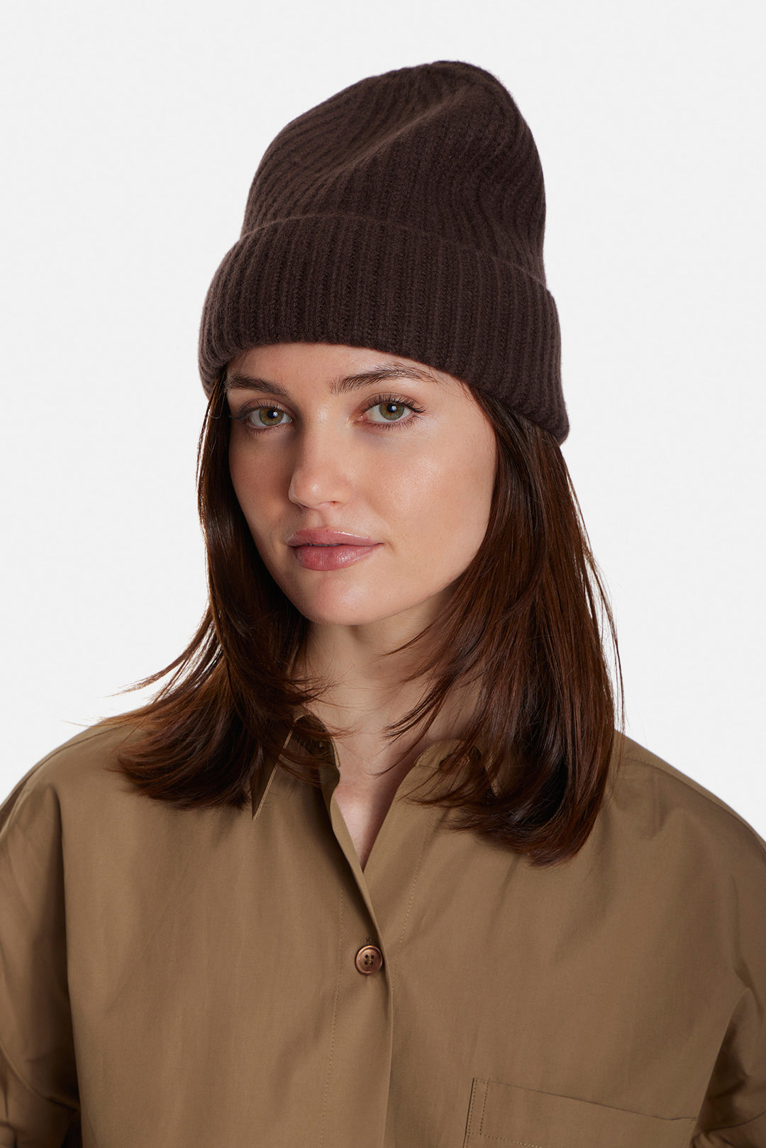 Cashmere Cuff Beanie Brown