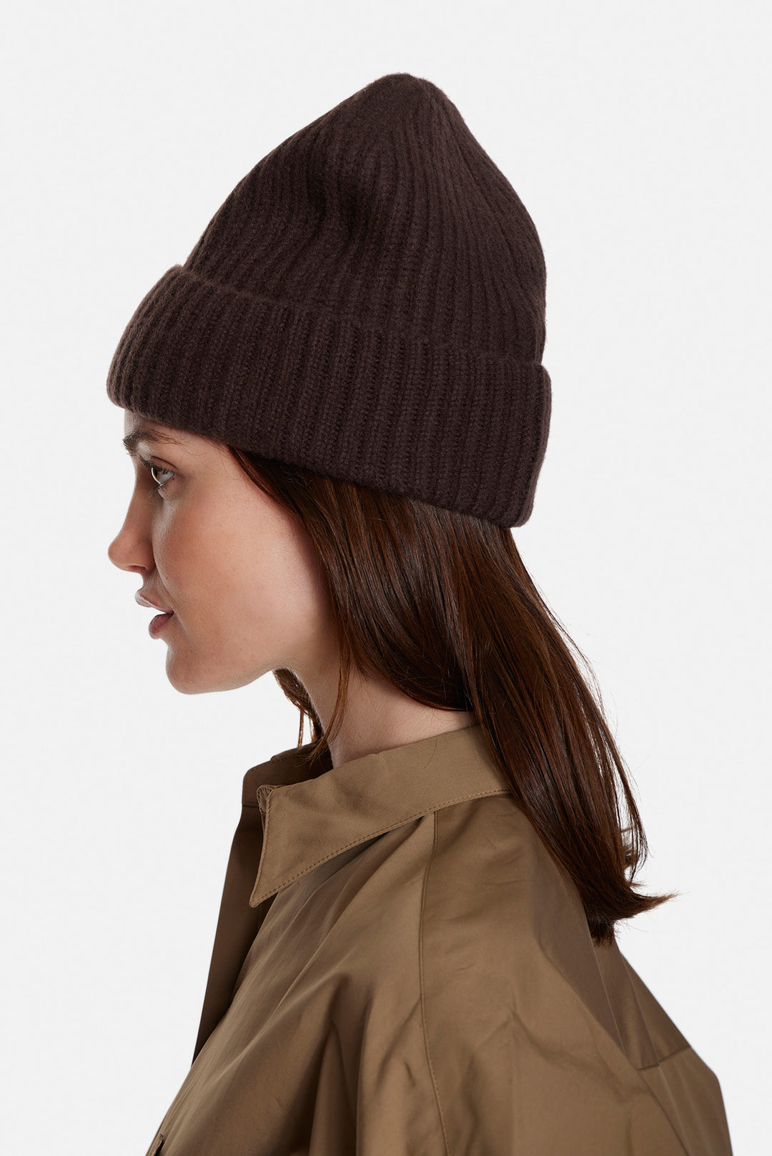 Cashmere Cuff Beanie Brown