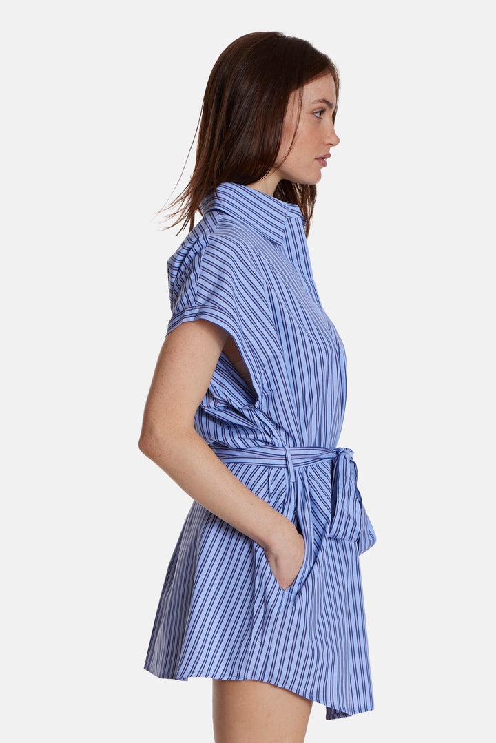 Maidstone Mini Shirt Dress Preppy Blue Stripe