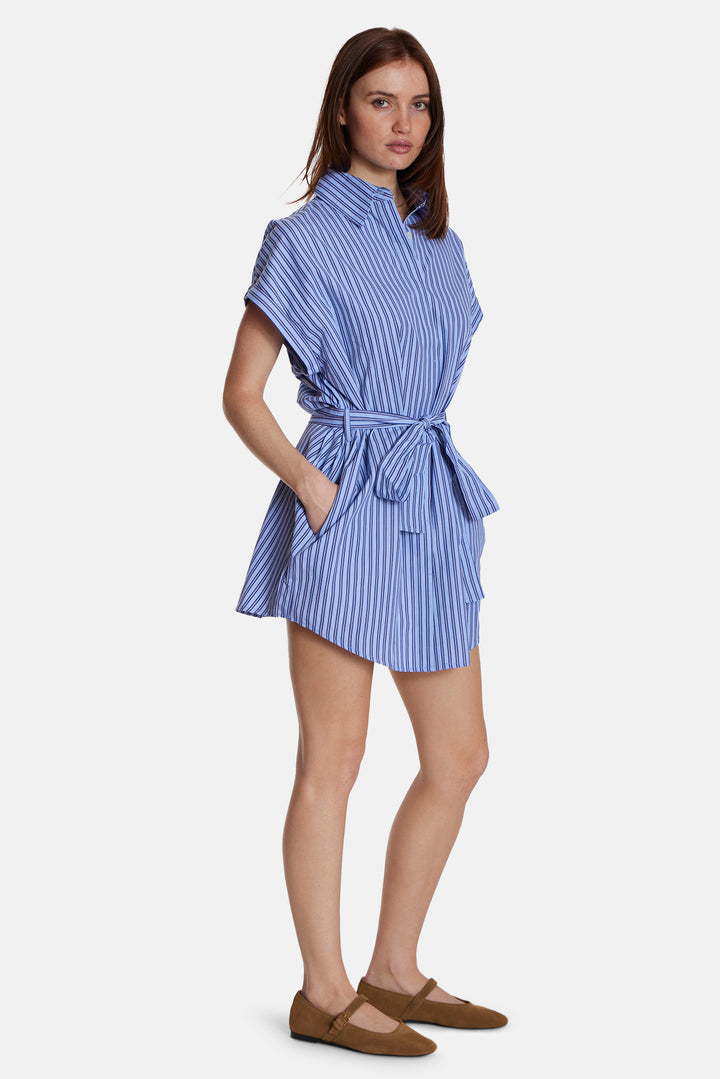Maidstone Mini Shirt Dress Preppy Blue Stripe