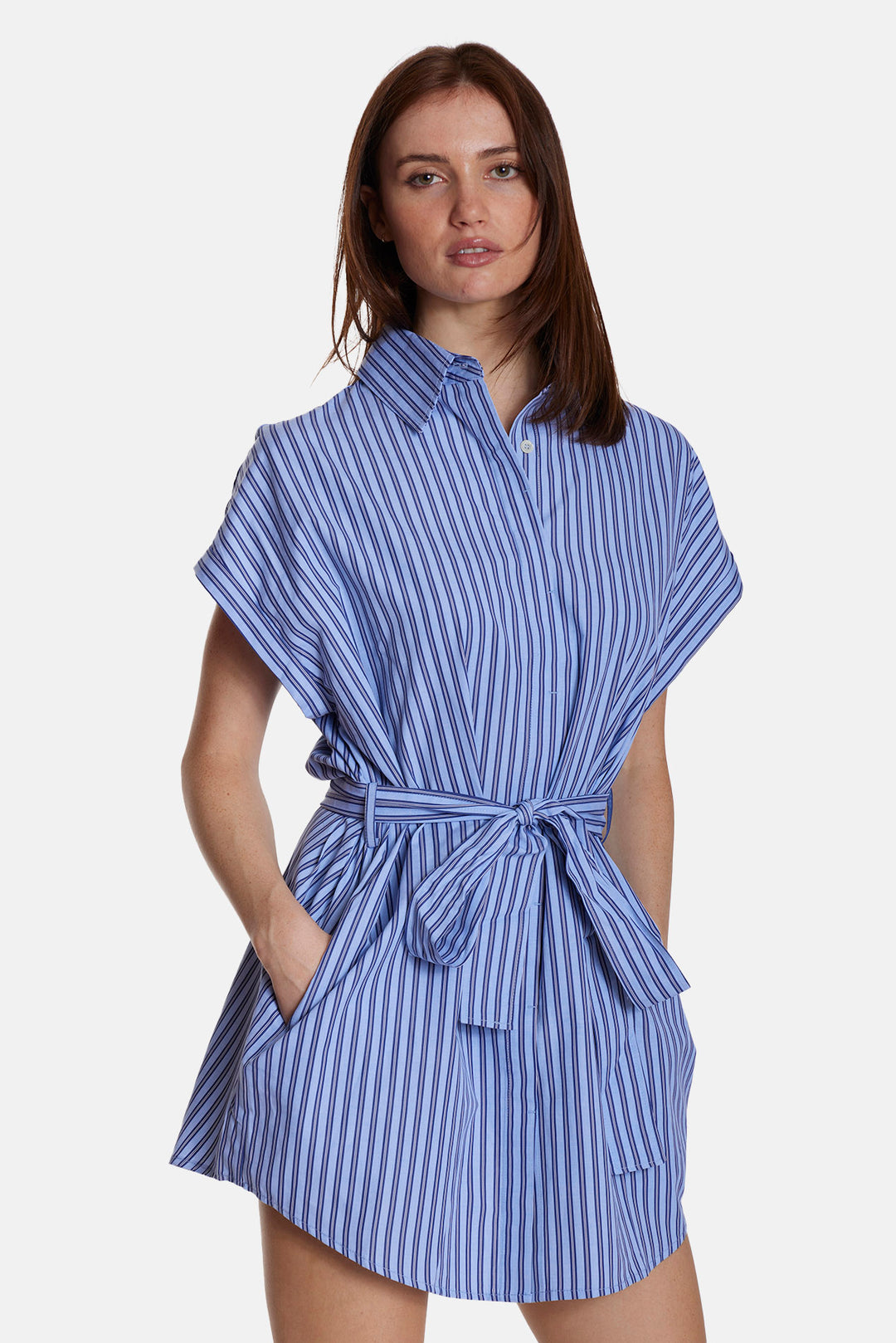 Maidstone Mini Shirt Dress Preppy Blue Stripe
