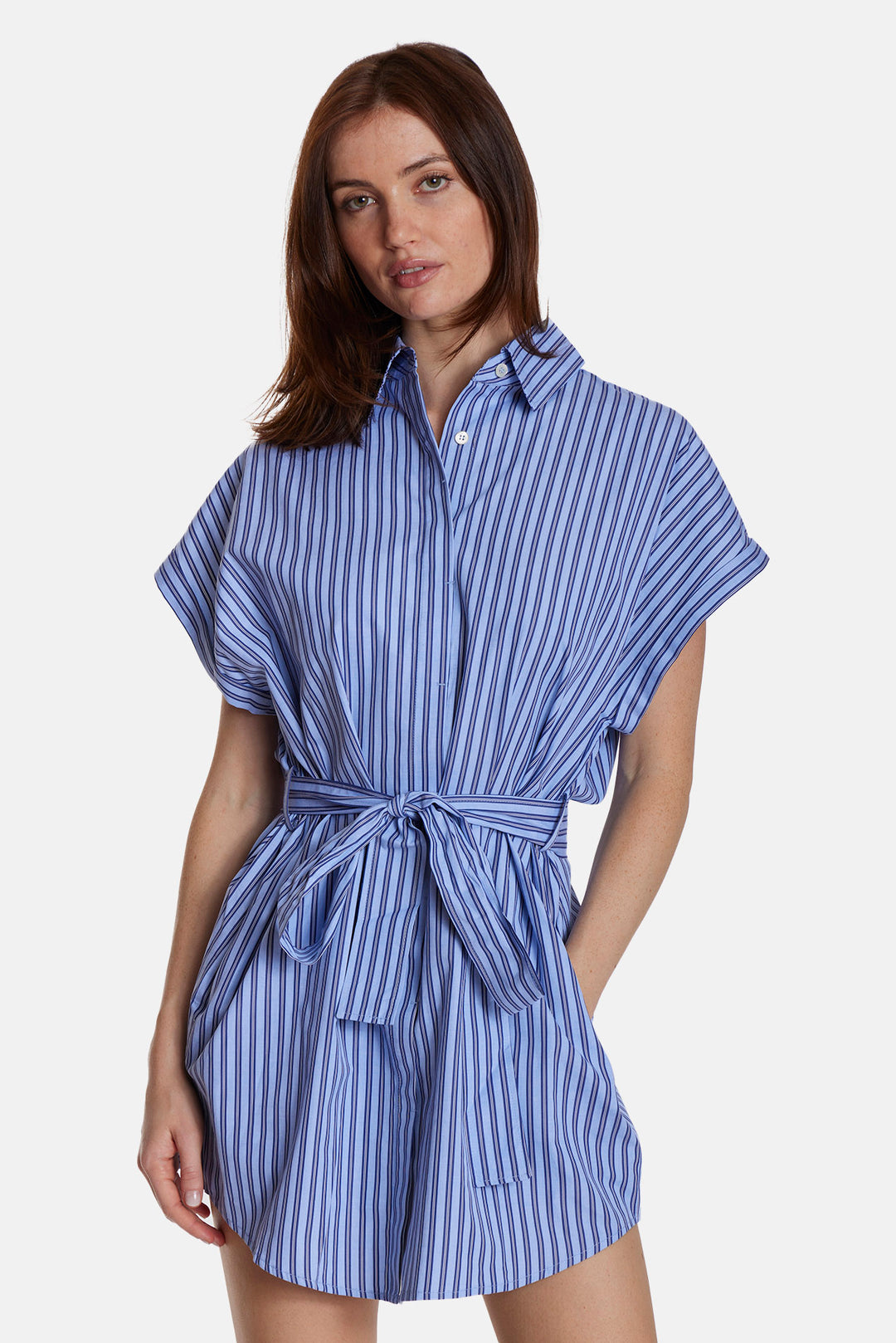 Maidstone Mini Shirt Dress Preppy Blue Stripe
