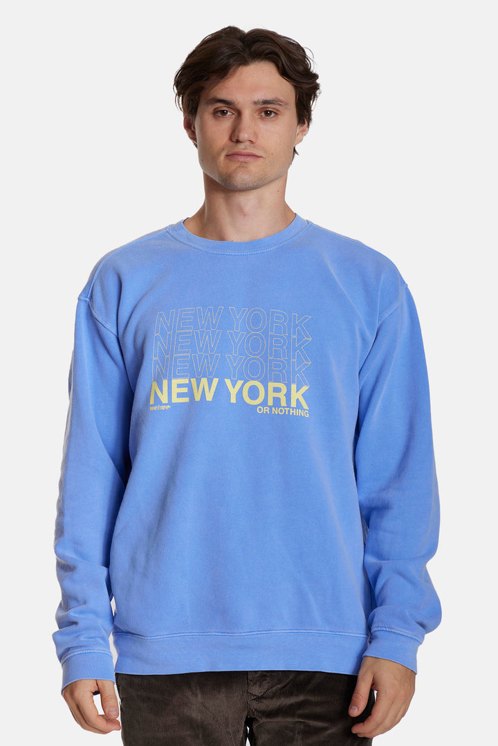 New York or Nothing Crewneck Peri/Yellow