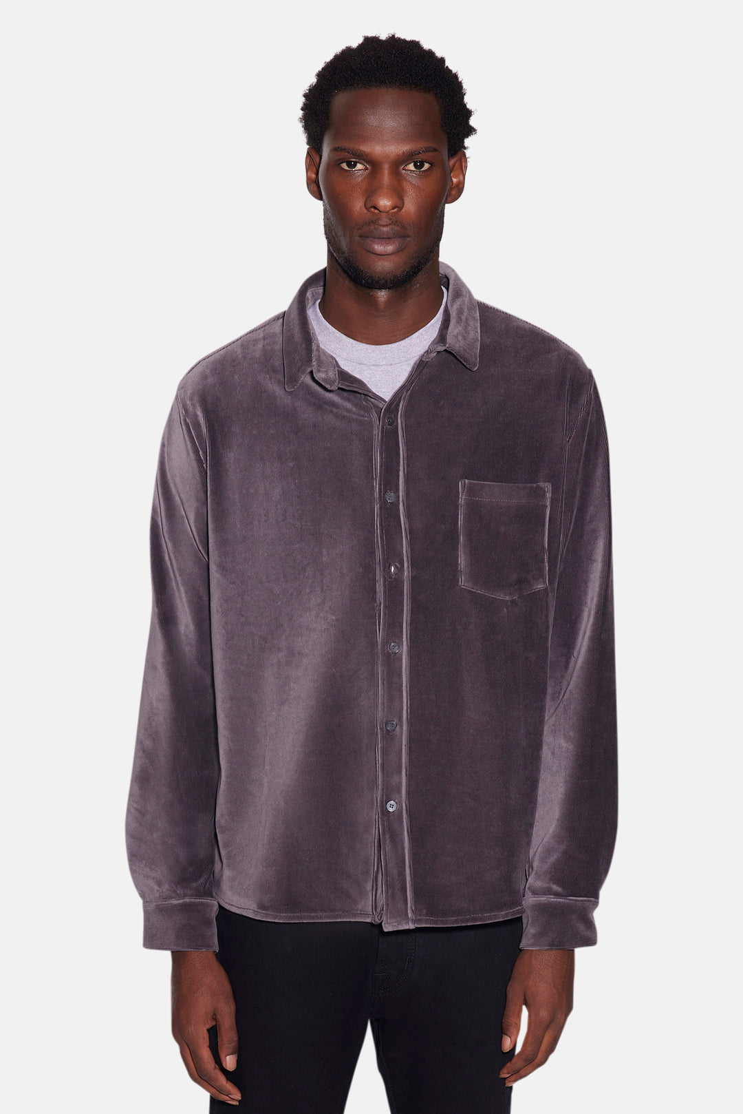 Micro Cord Velour Shirt Charcoal