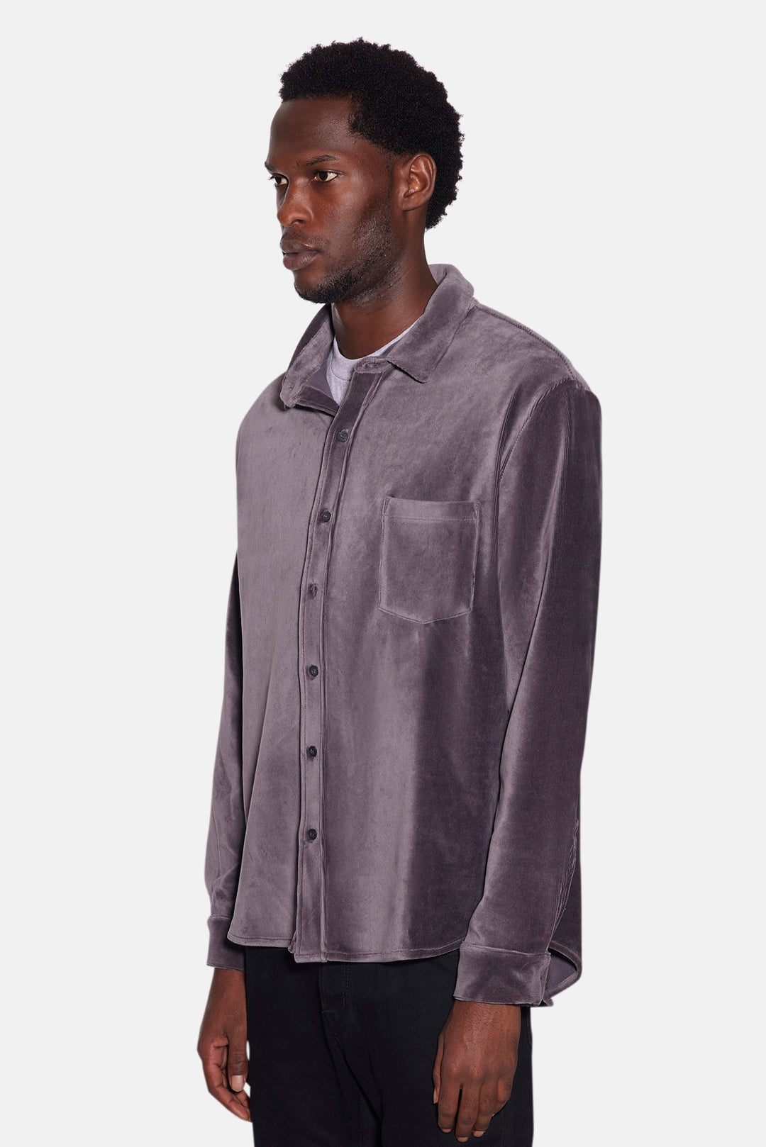 Micro Cord Velour Shirt Charcoal