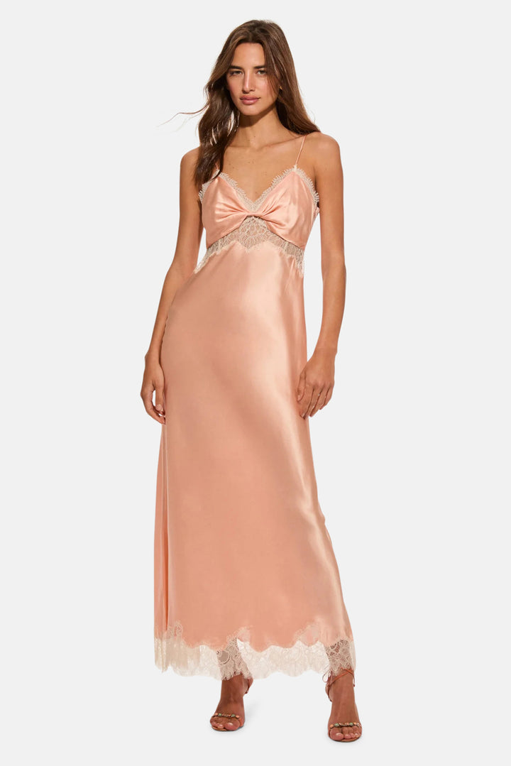 Orianna Silk-Blend Maxi Slip Dress Peche