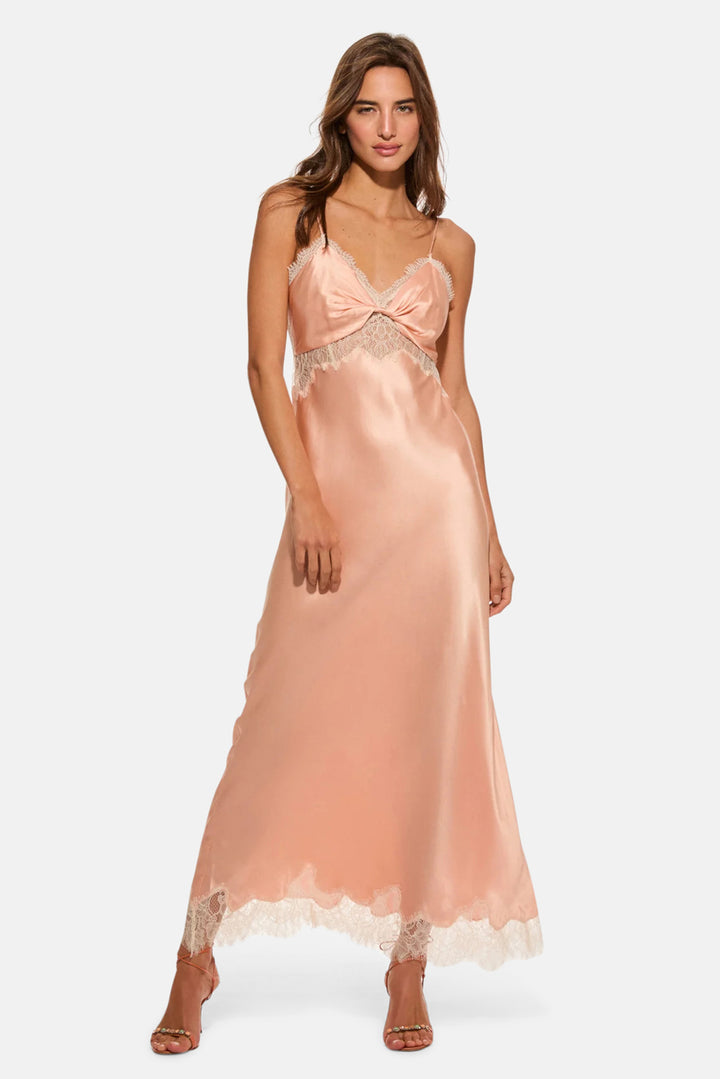Orianna Silk-Blend Maxi Slip Dress Peche