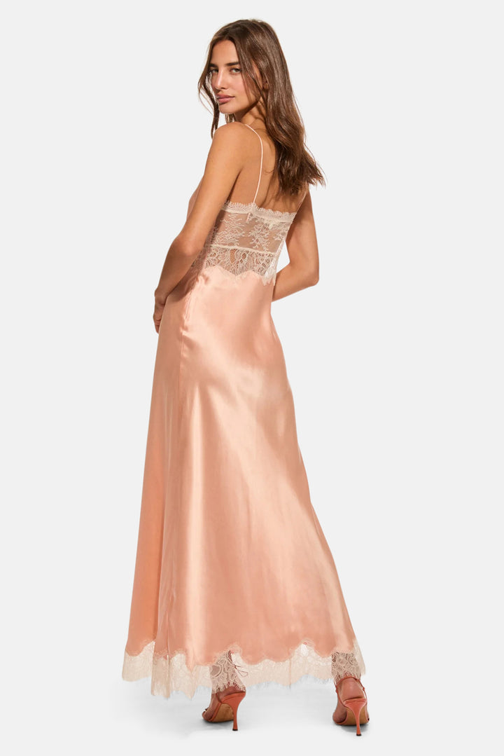 Orianna Silk-Blend Maxi Slip Dress Peche