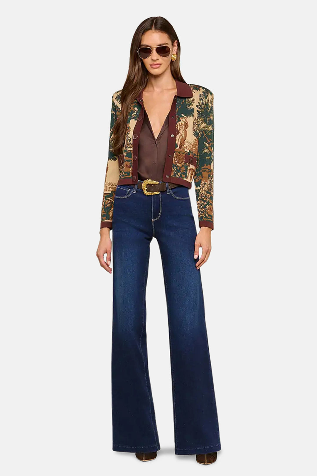 Osiris Jacquard Cardigan Multi Scenic Tapestry Print