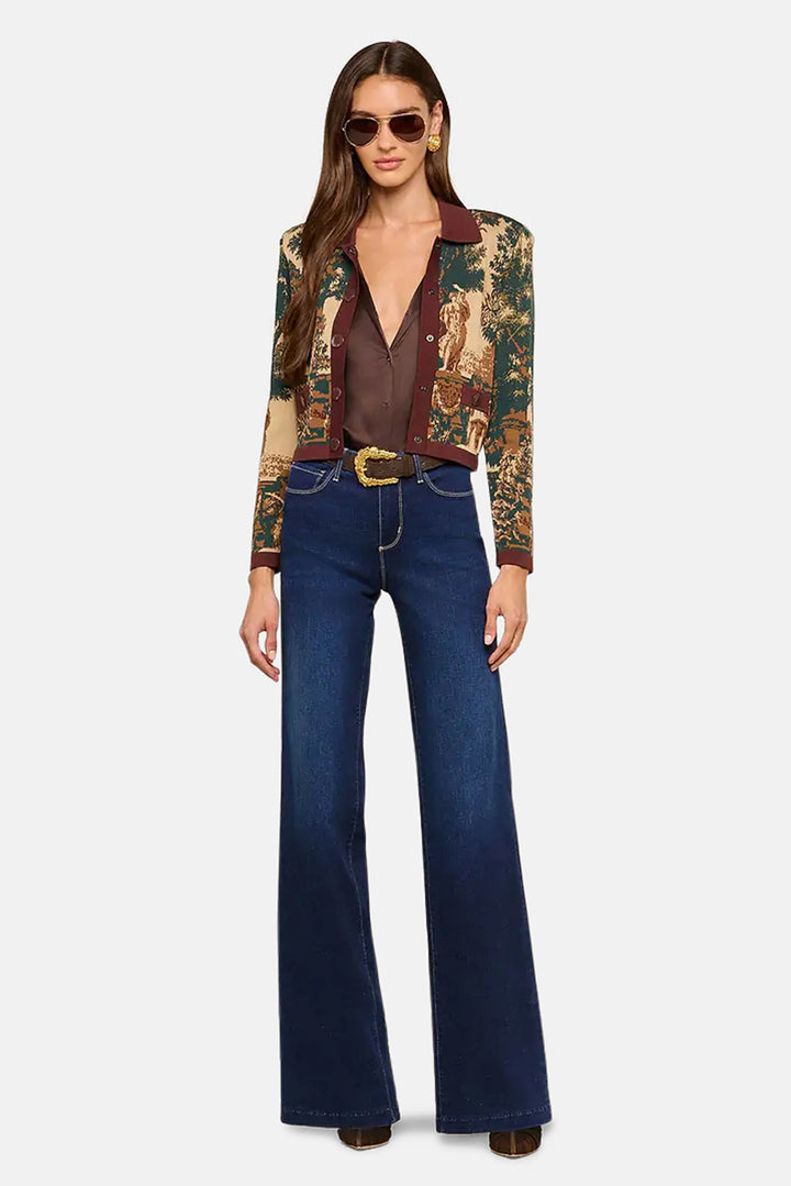 Osiris Jacquard Cardigan Multi Scenic Tapestry Print