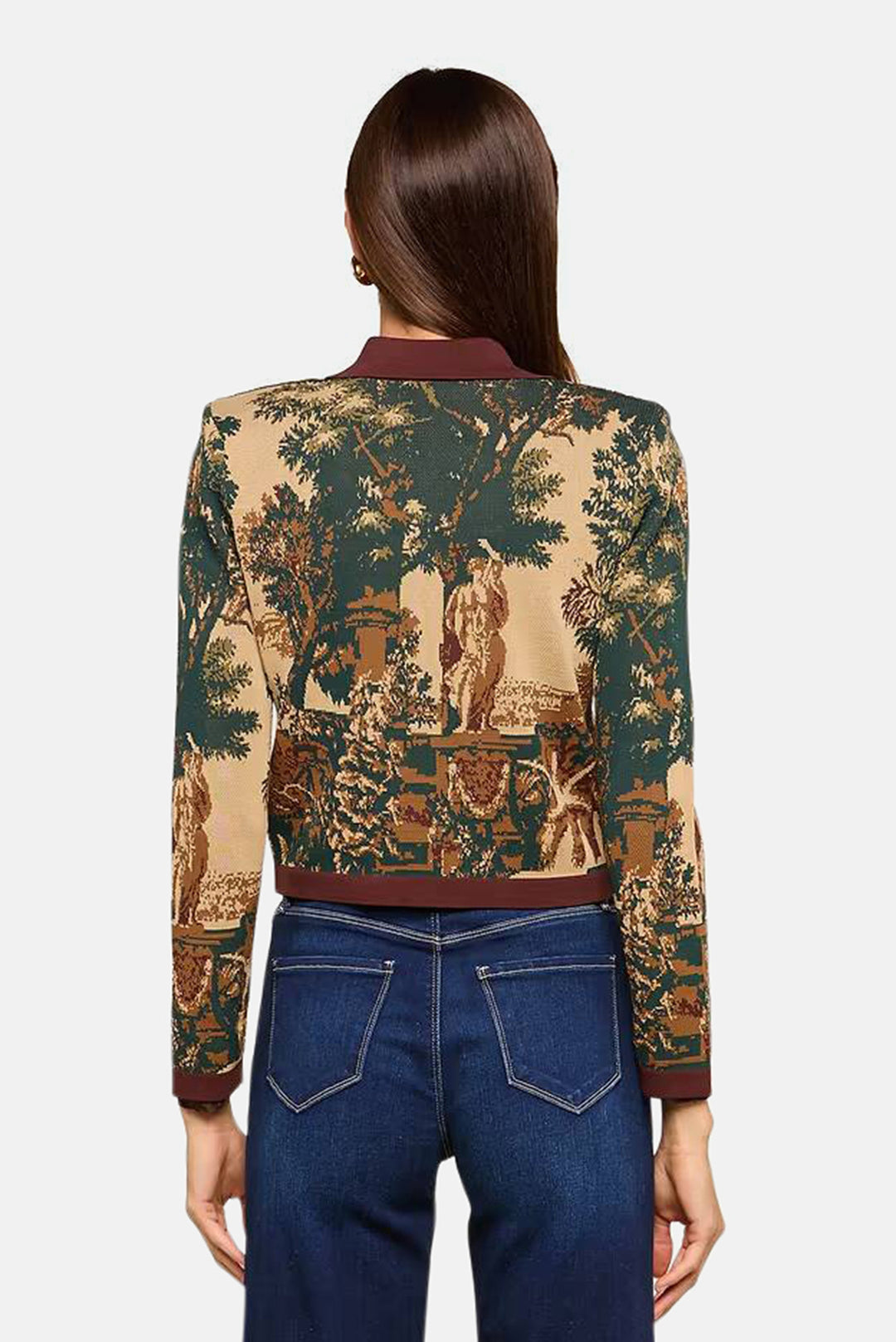 Osiris Jacquard Cardigan Multi Scenic Tapestry Print