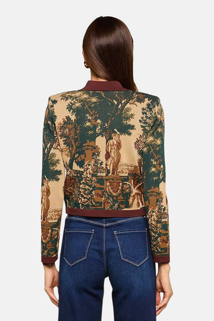Osiris Jacquard Cardigan Multi Scenic Tapestry Print