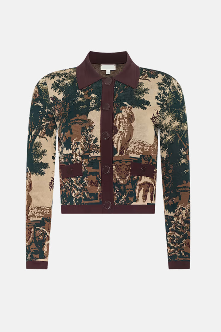 Osiris Jacquard Cardigan Multi Scenic Tapestry Print