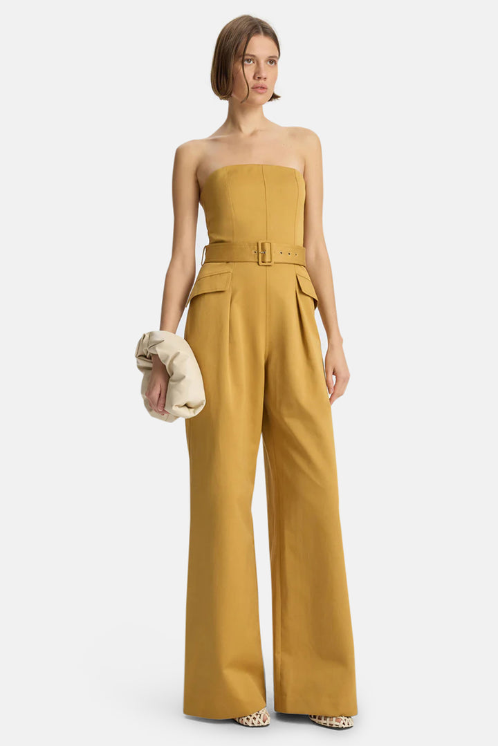 Presley Strapless Cotton Jumpsuit Aged Bronze