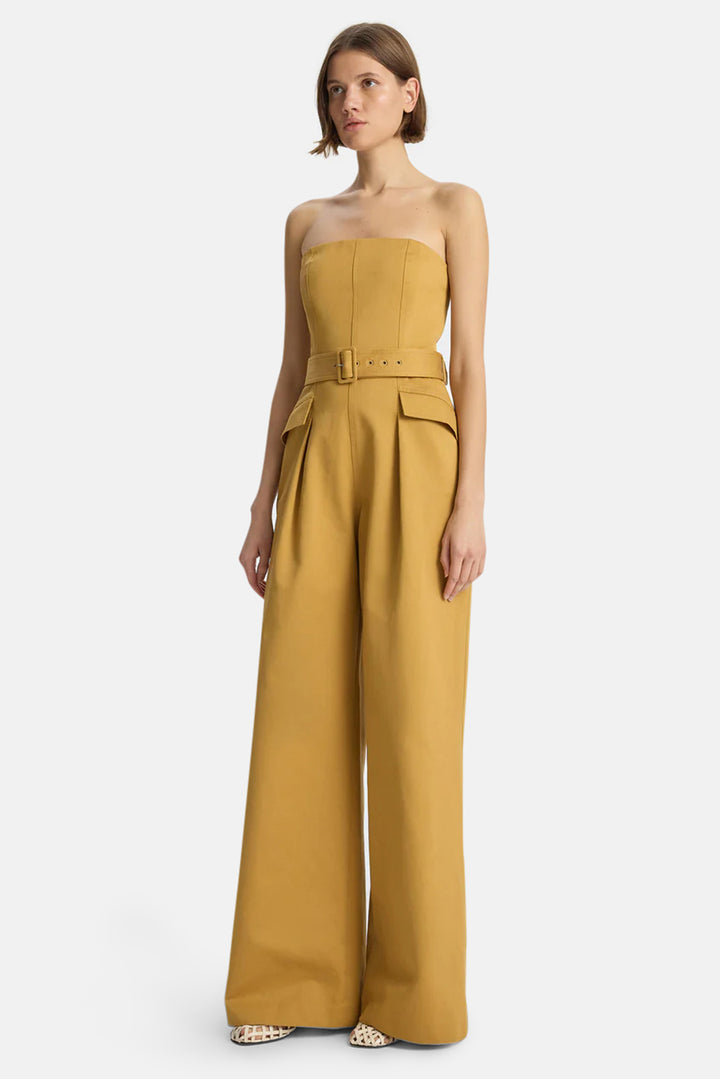 Presley Strapless Cotton Jumpsuit Aged Bronze