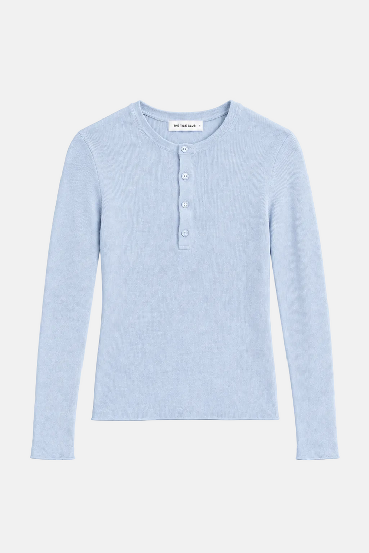 Sylvia Cashmere Henley Sweater Sky