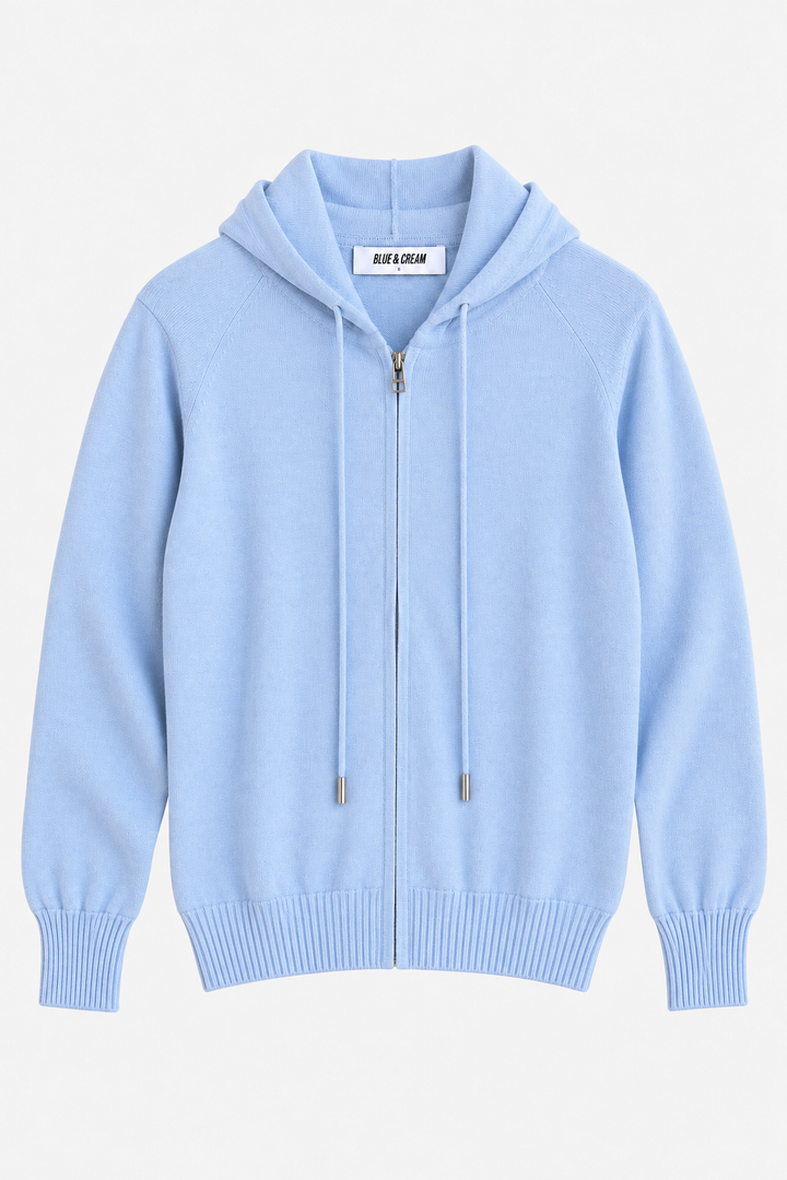 Luke Zip Hoodie Blue Flax