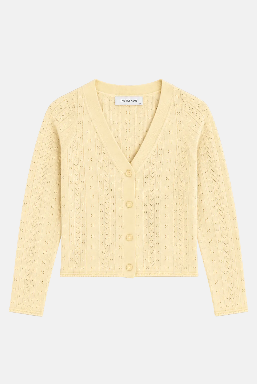 Claire Pointelle Cardigan Pale Yellow