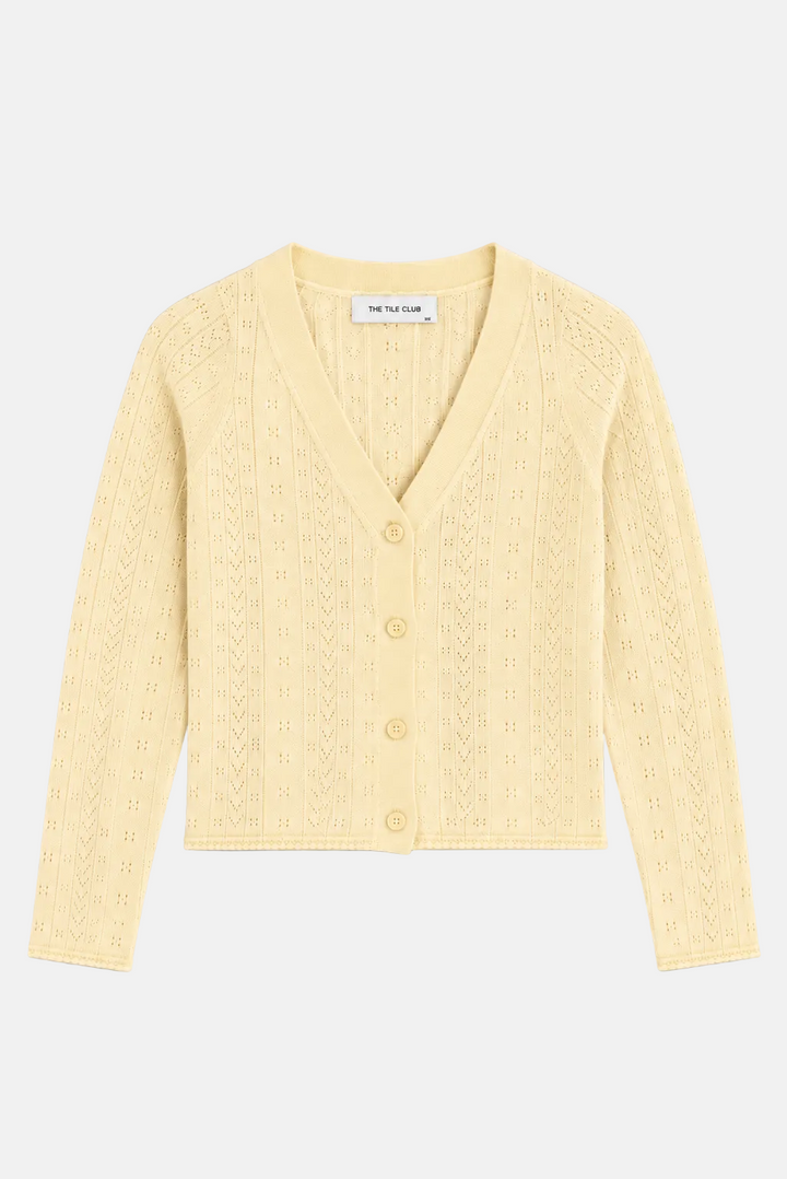 Claire Pointelle Cardigan Pale Yellow