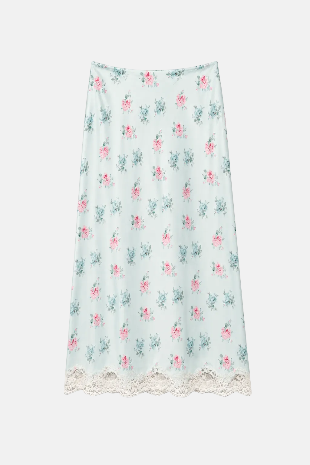 Castle Floral Satin Maxi Skirt Eucalyptus