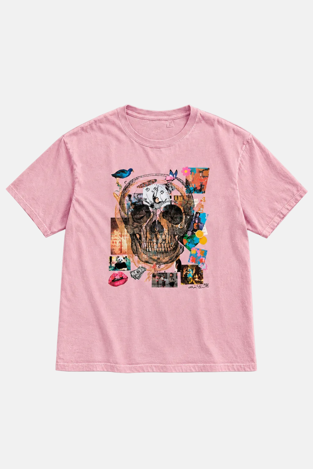 Peter Tunney 'Miss You' Skull Tee Pink