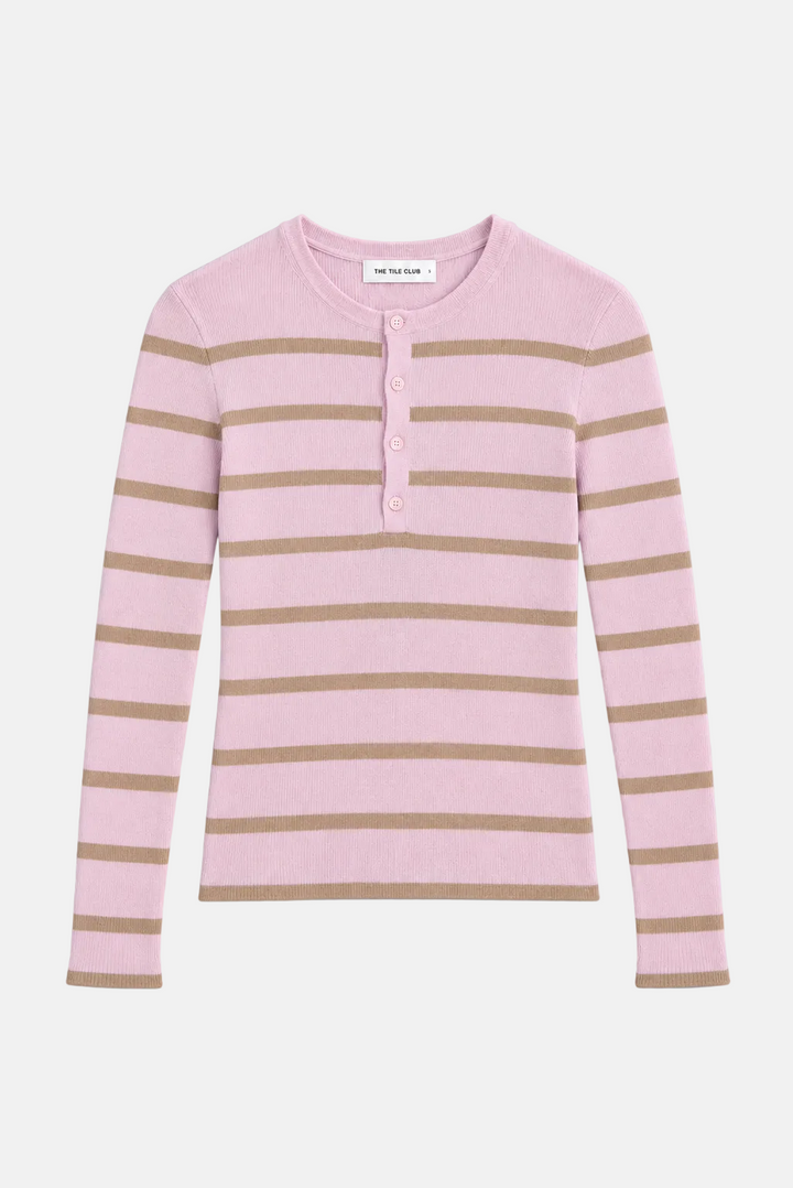 Sylvia Striped Henley Pink/Mink Stripe