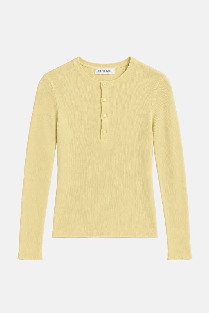 Sylvia Cashmere Henley Sweater Lemon Tart