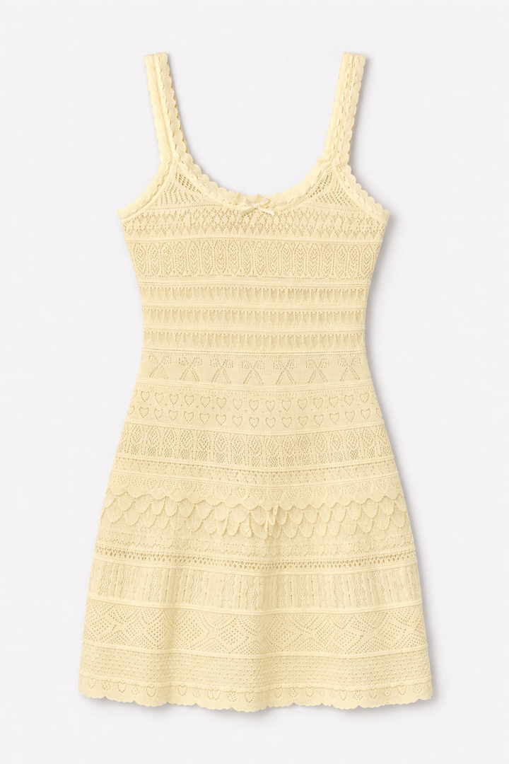Darlena Fine Pointelle Knit Mini Dress Sugar Daisy
