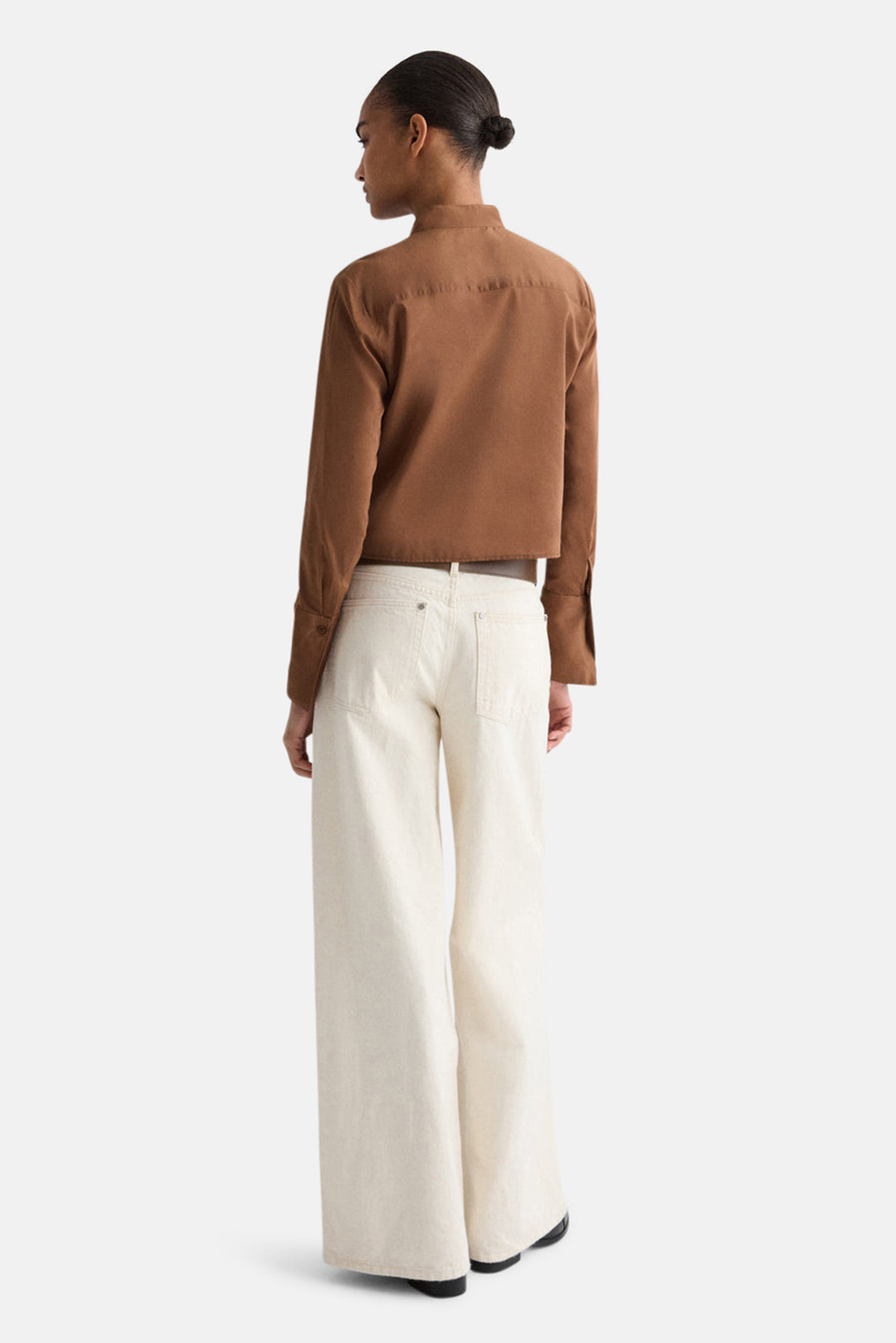 Patti Ruffled Shirt In Silk Cotton Emperador