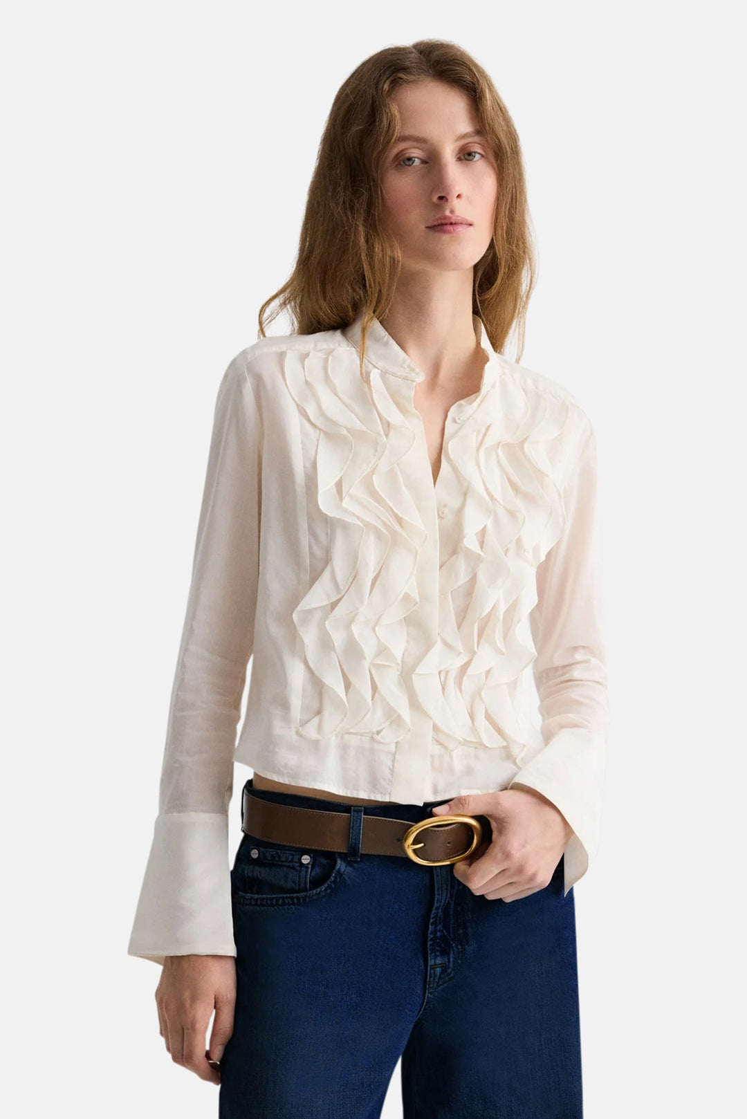 Patti Top in Cotton Silk Organza Ivory