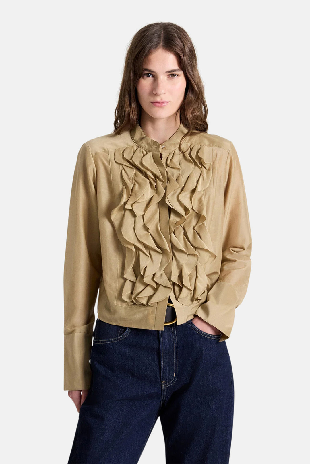 Patti Top in Cotton Silk Organza Kelp