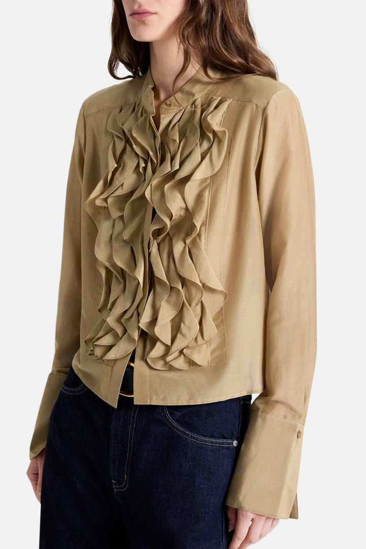 Patti Top in Cotton Silk Organza Kelp