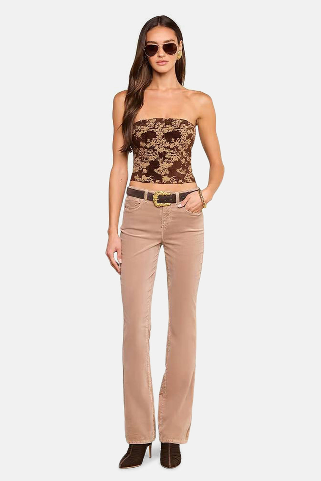 Paulette Corset Top Brown Floral Tapestry